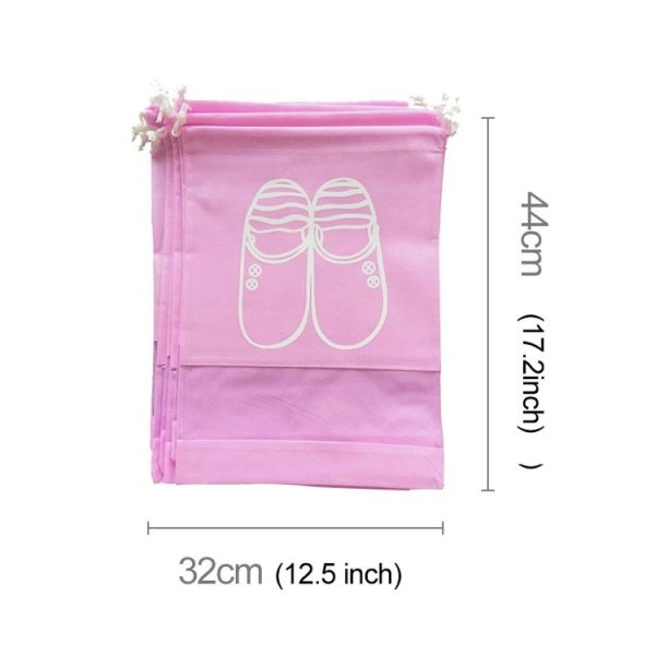Non-Woven Drawing Belt Shoe Pouch, Large Size (Pink) - Image 3
