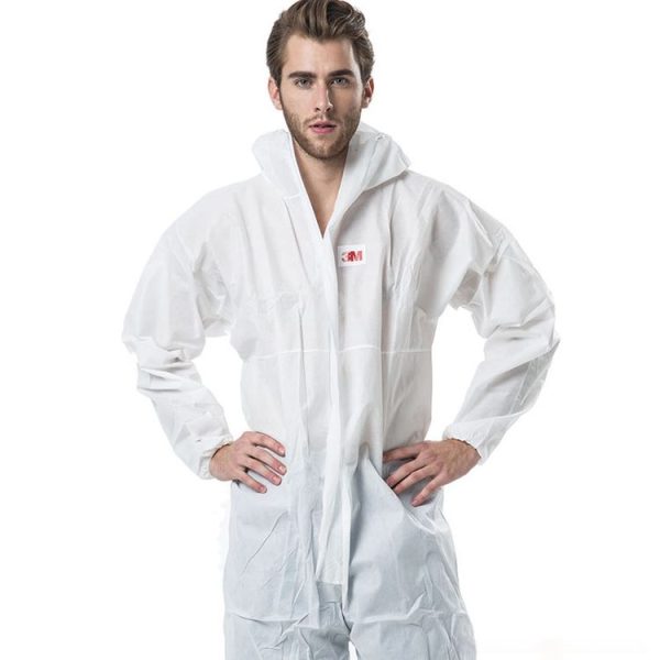 3M 4515 One-piece White Anti-static Anti-chemical Dustproof Sandblasting Suit with Cap, Size: L - Image 2