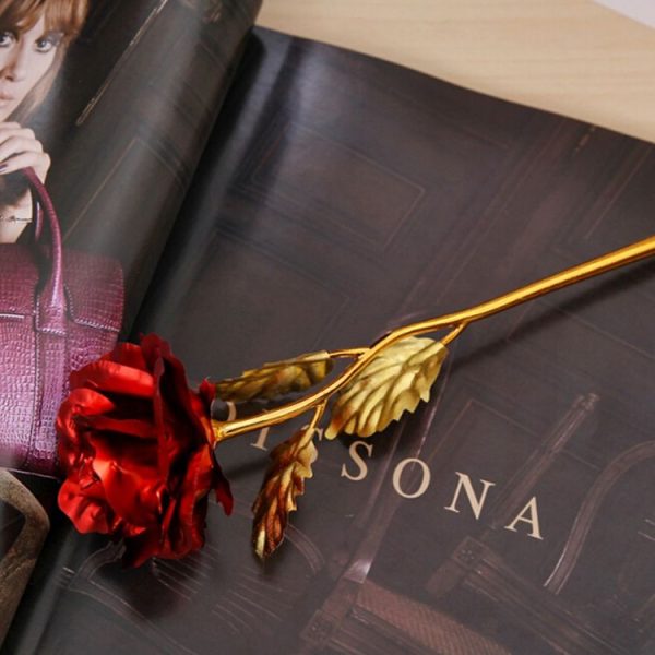 24K Golden Foil Plated Decoration Rose Artificial Flower, Random Color Delivery - Image 2