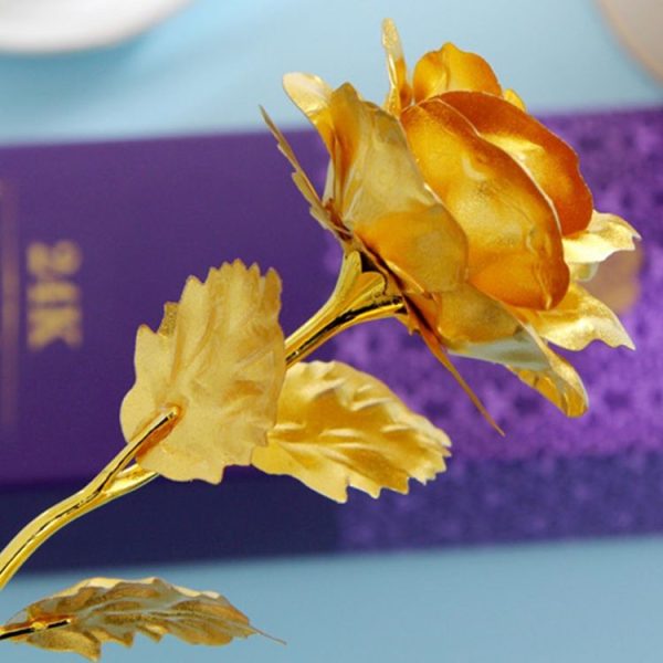 24K Golden Foil Plated Decoration Rose Artificial Flower, Random Color Delivery - Image 3