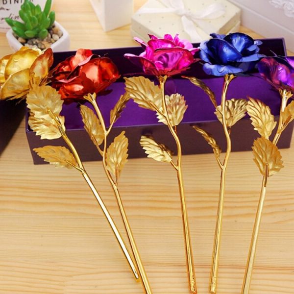 24K Golden Foil Plated Decoration Rose Artificial Flower, Random Color Delivery - Image 6
