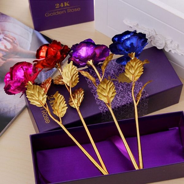 24K Golden Foil Plated Decoration Rose Artificial Flower, Random Color Delivery - Image 7