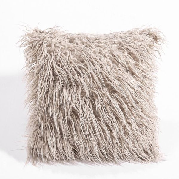 Velvet Long Plush Pillow Cover Popular Square Furry Cover Home Bed Room Decoration Pillowcase, Size: 45 x 45cm (Khaki) - Image 2