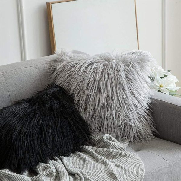 Velvet Long Plush Pillow Cover Popular Square Furry Cover Home Bed Room Decoration Pillowcase, Size: 45 x 45cm (Khaki) - Image 6