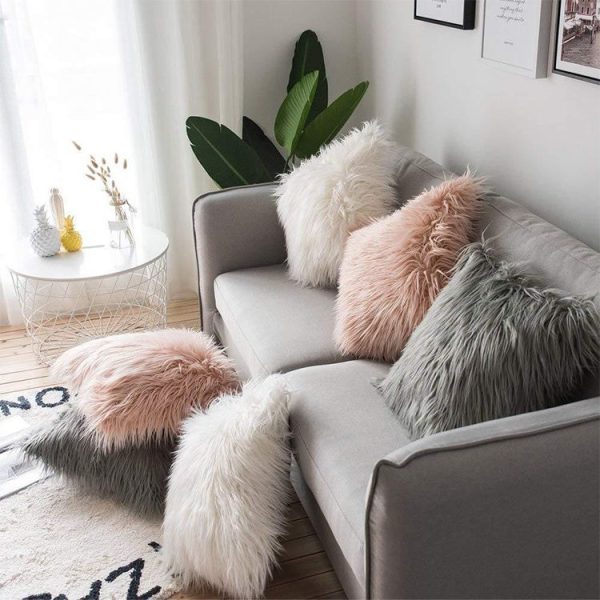 Velvet Long Plush Pillow Cover Popular Square Furry Cover Home Bed Room Decoration Pillowcase, Size: 45 x 45cm (Khaki) - Image 7