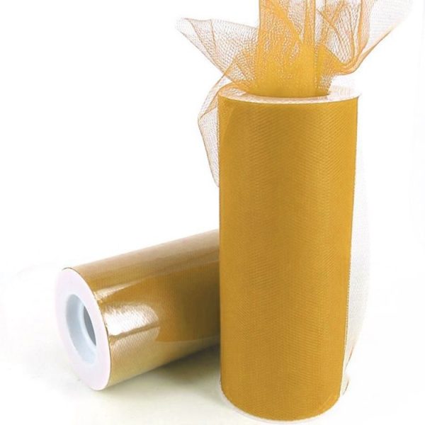 Fashion 20D Polyester Tulle Roll, Wedding Birthday Decoration Decorative Crafts Supplies, Total Length: 22.8m, Width: 15cm (Yellow) - Image 2