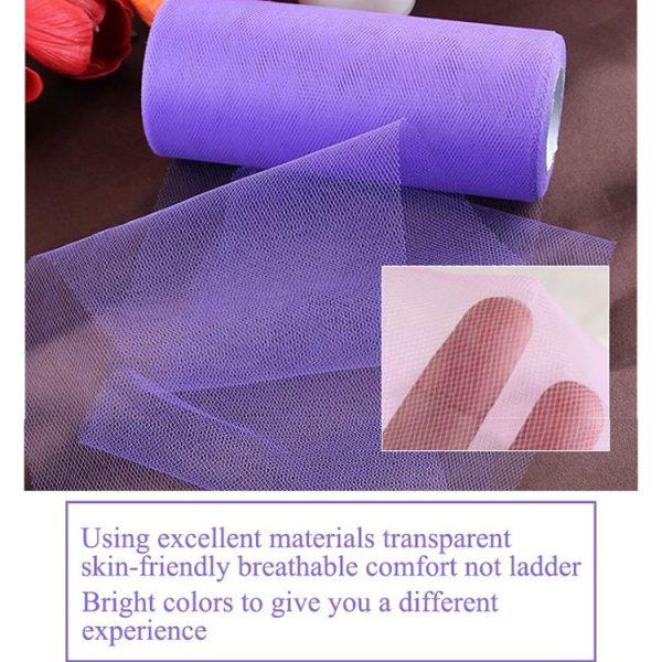 Fashion 20D Polyester Tulle Roll, Wedding Birthday Decoration Decorative Crafts Supplies, Total Length: 22.8m, Width: 15cm (Yellow) - Image 3