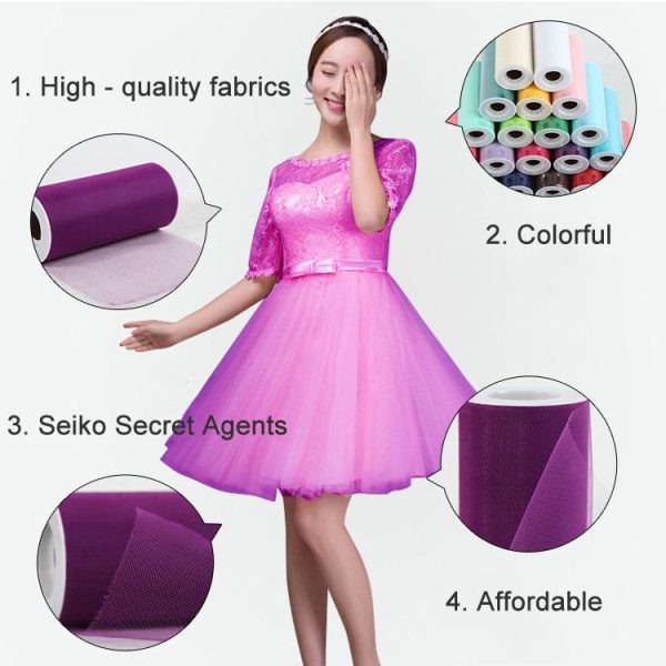 Fashion 20D Polyester Tulle Roll, Wedding Birthday Decoration Decorative Crafts Supplies, Total Length: 22.8m, Width: 15cm (Yellow) - Image 5