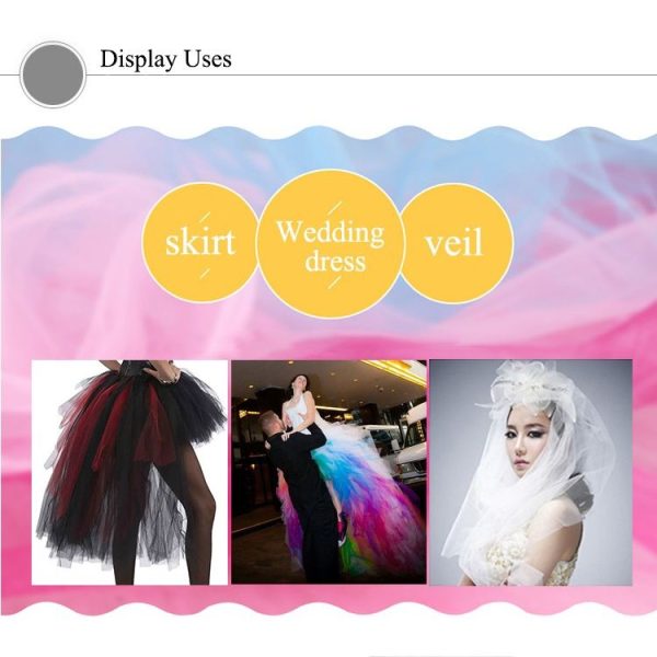 Fashion 20D Polyester Tulle Roll, Wedding Birthday Decoration Decorative Crafts Supplies, Total Length: 22.8m, Width: 15cm (Yellow) - Image 6
