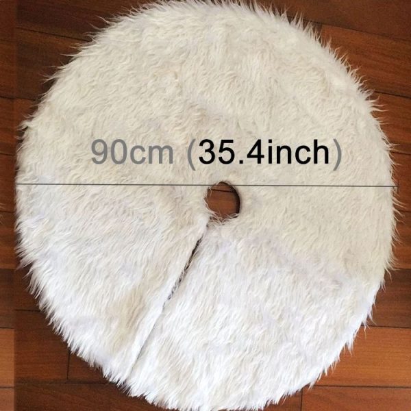 Christmas Tree Plush Skirt White Round Ornament Decoration, Diameter: 90cm - Image 2