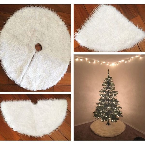 Christmas Tree Plush Skirt White Round Ornament Decoration, Diameter: 90cm - Image 5