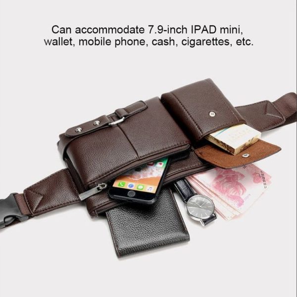 Universal Outdoor Men Shoulder Messenger Bags Retro Men Waist Bag, Size: L (27cm x 15cm x 1cm) (Black) - Image 6