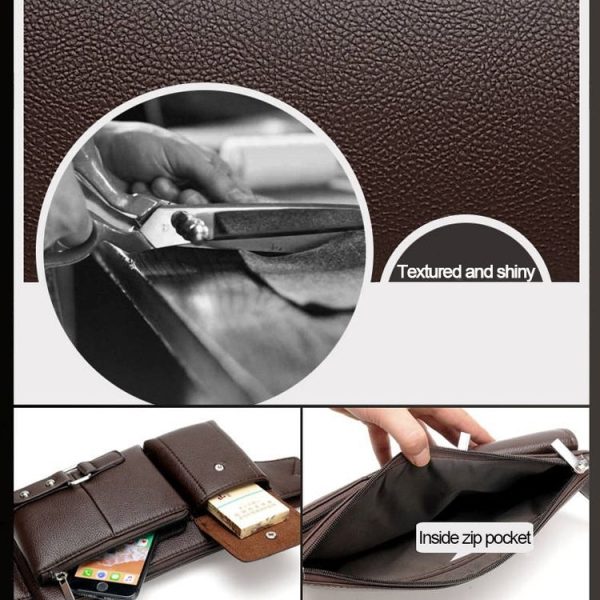 Universal Outdoor Men Shoulder Messenger Bags Retro Men Waist Bag, Size: L (27cm x 15cm x 1cm) (Black) - Image 7