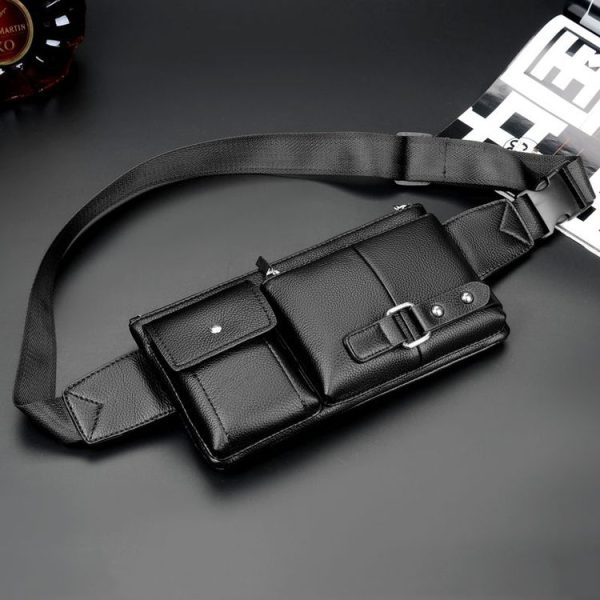 Universal Outdoor Men Shoulder Messenger Bags Retro Men Waist Bag, Size: L (27cm x 15cm x 1cm) (Black) - Image 8
