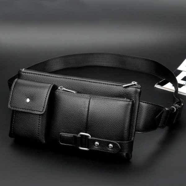 Universal Outdoor Men Shoulder Messenger Bags Retro Men Waist Bag, Size: L (27cm x 15cm x 1cm) (Black) - Image 9