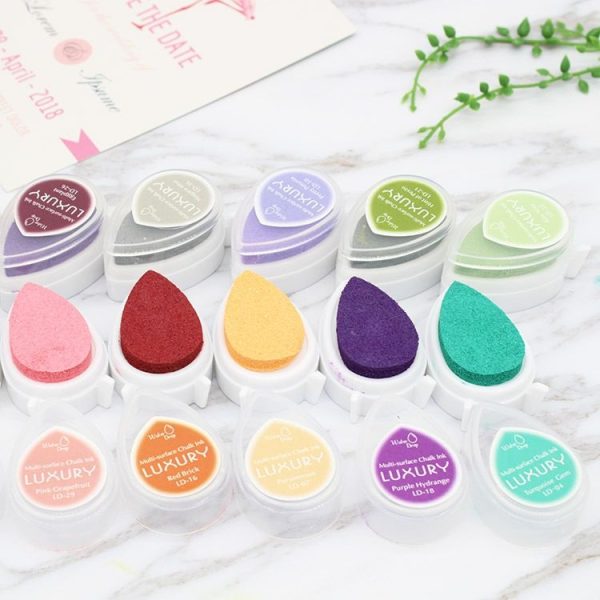 Water Droplets Inkpad Kids Favors Ink Stamp Pads Colorful Ink Pad DIY Scrapbooking Drop Shape, Random Color Delivery - Image 2