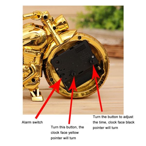 Cartoon Motorcycle Alarm Clock Bedroom Plastic Pointer Alarm Clock, Size: 23*13*6cm (Black) - Image 4