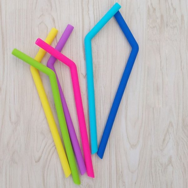 5 PCS Food Grade Silicone Straws Cartoon Colorful Drink Tools with 1 Brush, Slim Bend Pipe, Length: 25cm, Outer Diameter: 7.8mm, Inner Diameter: 5mm, Random Color Delivery - Image 2