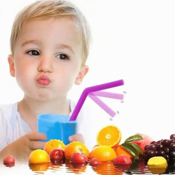 5pcs Food Grade Silicone Straws Cartoon Colorful Drink Tools with 1 Brush, Crude Bend Pipe, Length: 25cm, Outer Diameter: 7.8mm, Inner Diameter: 5mm, Random Color Delivery - Image 5