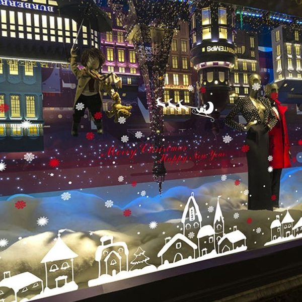 Santa Claus Snowflakes Window Glass Door Removable Static Electricity Christmas Wall Sticker Decoration - Image 5