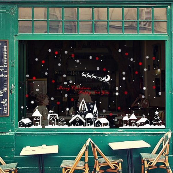 Santa Claus Snowflakes Window Glass Door Removable Static Electricity Christmas Wall Sticker Decoration - Image 6
