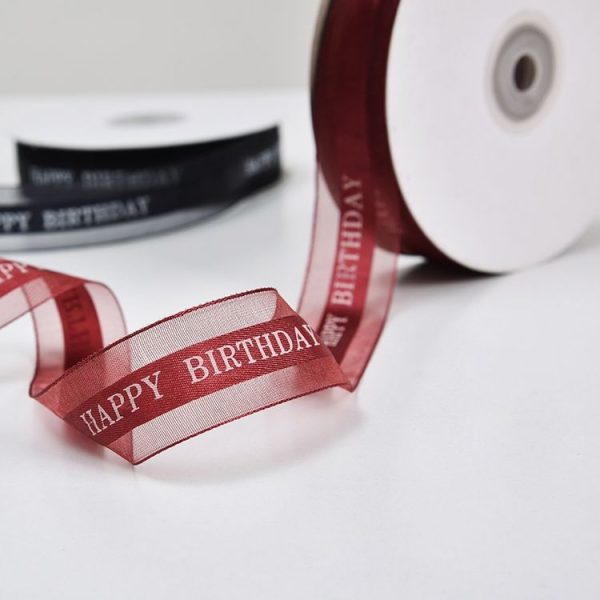 English Letter Colored Printed Ribbons Gift Bouquet Ribbons Bowknot Flowers Packaging Ribands, Size: 45m x 2.5cm (Pink) - Image 4