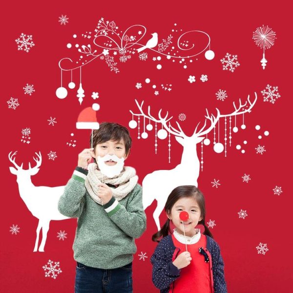 Snowflake Elk Living Room Window Glass Door Removable Christmas Wall Sticker Decoration - Image 3