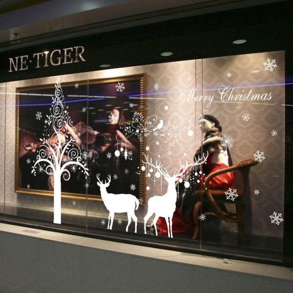 Snowflake Elk Living Room Window Glass Door Removable Christmas Wall Sticker Decoration - Image 4
