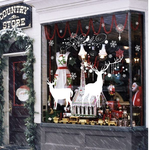 Snowflake Elk Living Room Window Glass Door Removable Christmas Wall Sticker Decoration - Image 6