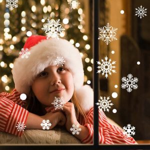 Snowflake Pattern Living Room Window Glass Door Removable Christmas Wall Sticker Decoration