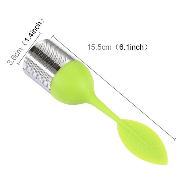 Food Grade Leaf Silicone Make Tea Bag Stainless Steel Tea Strainers, Random Color Delivery - Image 3