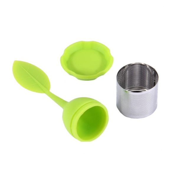 Food Grade Leaf Silicone Make Tea Bag Stainless Steel Tea Strainers, Random Color Delivery - Image 4
