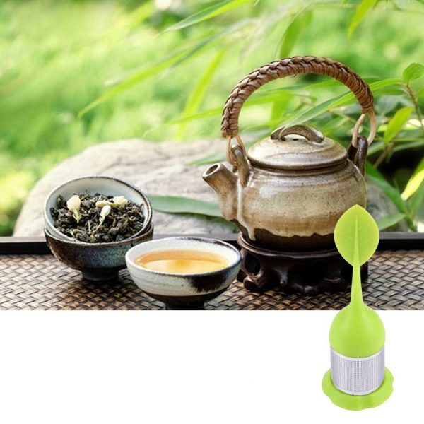 Food Grade Leaf Silicone Make Tea Bag Stainless Steel Tea Strainers, Random Color Delivery - Image 5