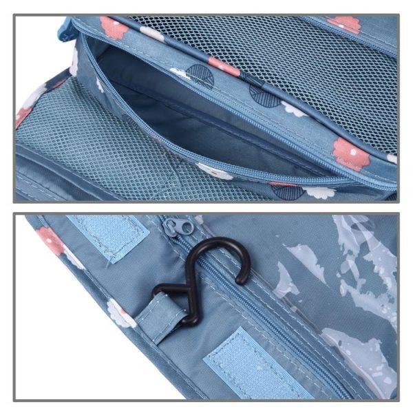 Multifunctional Hanging Style Flowers Pattern Travel Toiletry Pouch Wash Gargle Bag, Folding Size: 24.5 x 20.5 x 2.2cm - Image 4