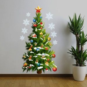 Christmas Trees Stars Living Room Window Glass Door Removable Christmas Wall Sticker Decoration
