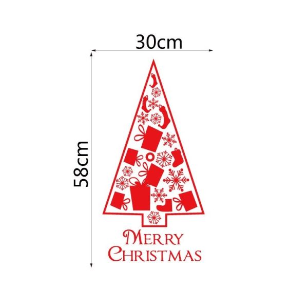 Christmas Tree Living Room Window Glass Door Removable Waterproof Christmas Wall Sticker Decoration (Red) - Image 2