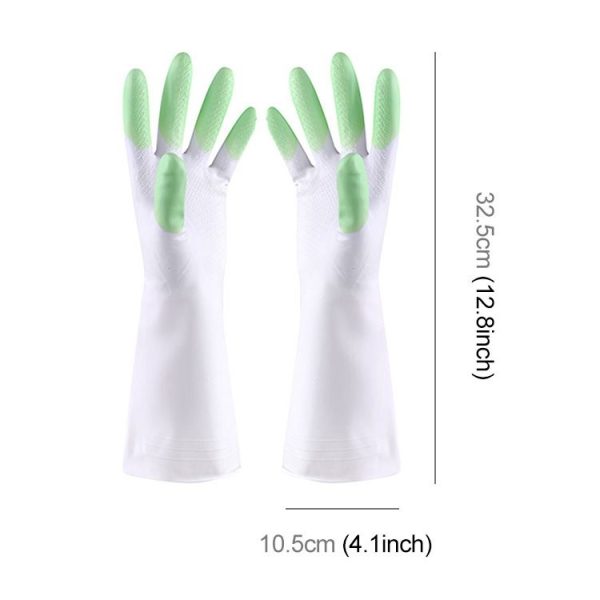 5 Pairs Sale Shark Housework Cleaning PVC Latex Gloves Waterproof Thicken Laundry Washing Gloves (Green) - Image 2