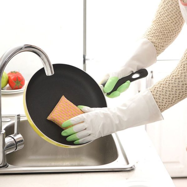 5 Pairs Sale Shark Housework Cleaning PVC Latex Gloves Waterproof Thicken Laundry Washing Gloves (Green) - Image 3