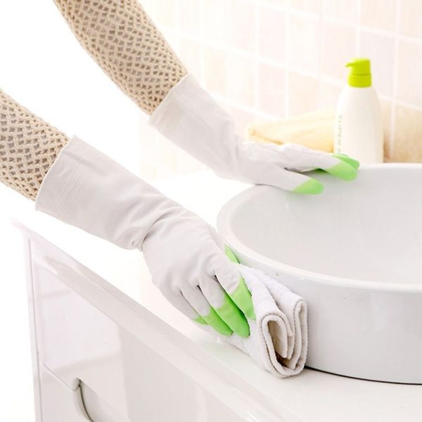 5 Pairs Sale Shark Housework Cleaning PVC Latex Gloves Waterproof Thicken Laundry Washing Gloves (Green) - Image 4