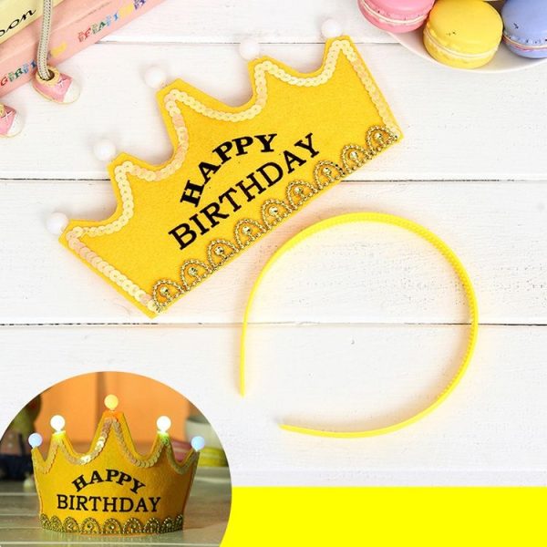 Exquisite Non-woven Fabric Children Birthday Party LED Luminous Hairband Decorative Hat, Size: 12*10.5cm, Random Color Delivery - Image 5