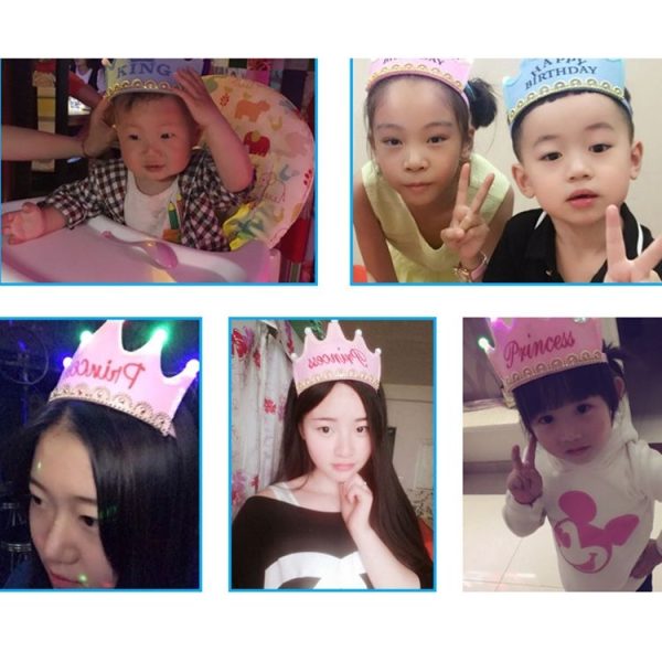Exquisite Non-woven Fabric Children Birthday Party LED Luminous Hairband Decorative Hat, Size: 12*10.5cm, Random Color Delivery - Image 8
