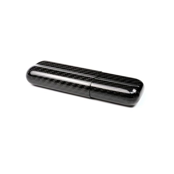 RRX CARBON 2 Tubes Portable Carbon Fiber Tobacco Box Cigar Travel Case (Black) - Image 2