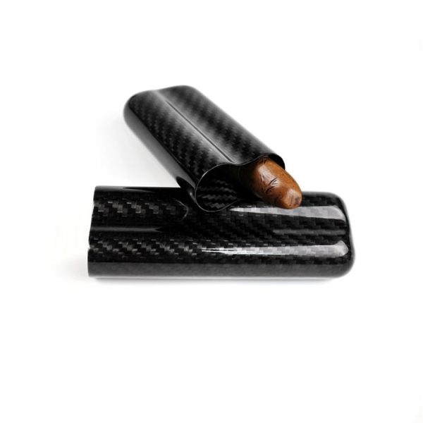 RRX CARBON 2 Tubes Portable Carbon Fiber Tobacco Box Cigar Travel Case (Black) - Image 6