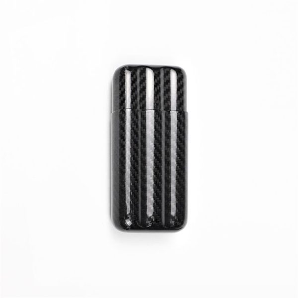 RRX CARBON 3 Tubes Portable Carbon Fiber Tobacco Box Cigar Travel Case (Black) - Image 2