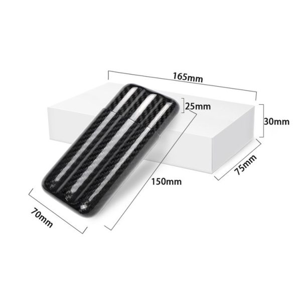 RRX CARBON 3 Tubes Portable Carbon Fiber Tobacco Box Cigar Travel Case (Black) - Image 6