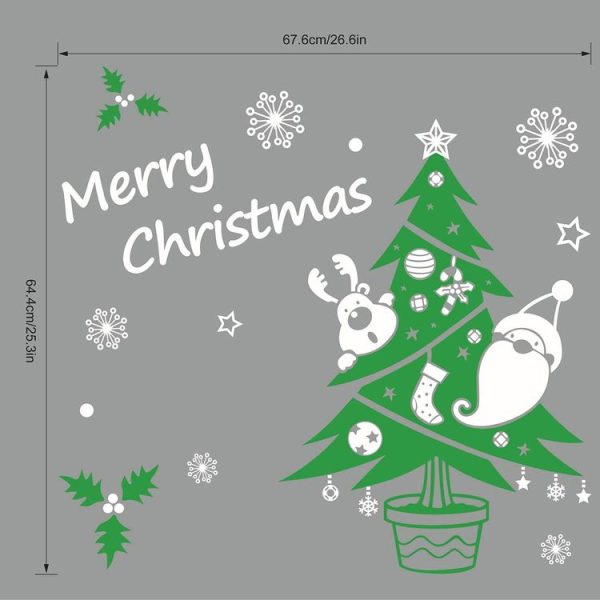 Christmas Trees Snowflake Living Room Window Glass Door Removable Christmas Wall Sticker Decoration - Image 2