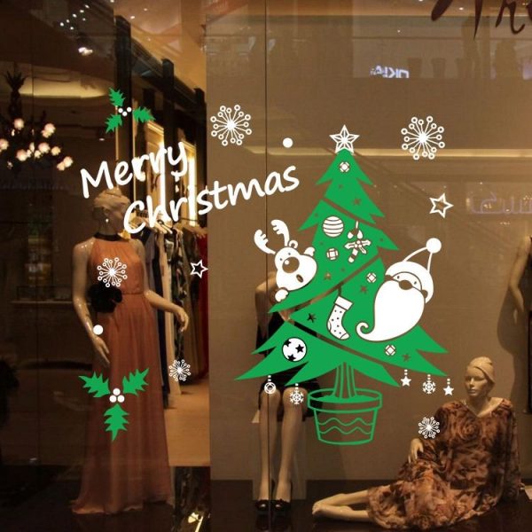 Christmas Trees Snowflake Living Room Window Glass Door Removable Christmas Wall Sticker Decoration - Image 3