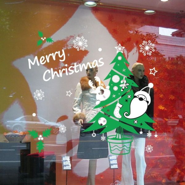 Christmas Trees Snowflake Living Room Window Glass Door Removable Christmas Wall Sticker Decoration - Image 4