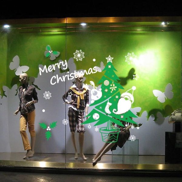 Christmas Trees Snowflake Living Room Window Glass Door Removable Christmas Wall Sticker Decoration - Image 5