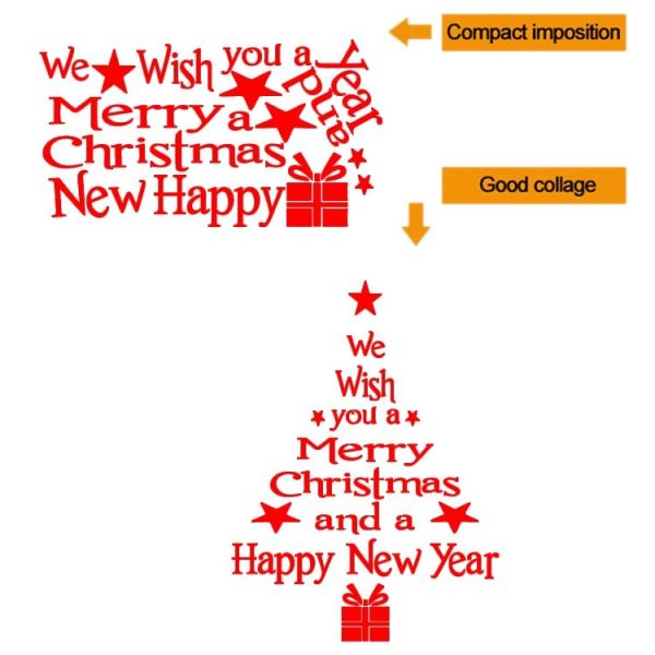 Blessing Christmas Tree Living Room Window Glass Door Removable Christmas Wall Sticker Decoration (Red) - Image 2